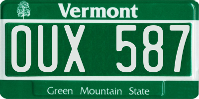 VT license plate OUX587