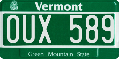 VT license plate OUX589