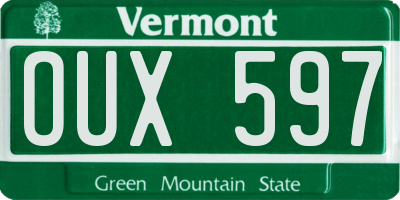 VT license plate OUX597