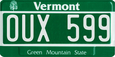 VT license plate OUX599