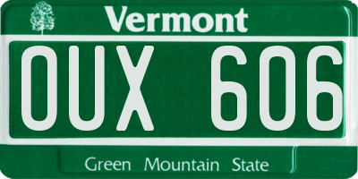 VT license plate OUX606