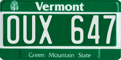 VT license plate OUX647