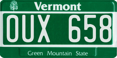 VT license plate OUX658