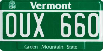VT license plate OUX660