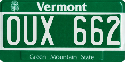 VT license plate OUX662