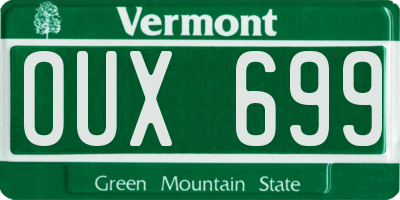 VT license plate OUX699