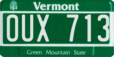 VT license plate OUX713