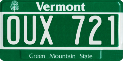 VT license plate OUX721