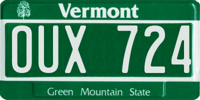 VT license plate OUX724