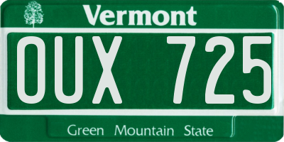 VT license plate OUX725
