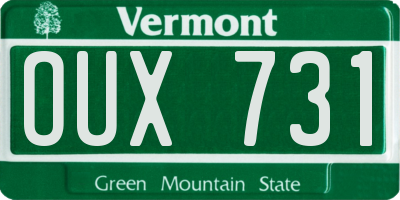 VT license plate OUX731