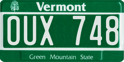 VT license plate OUX748