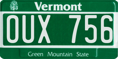 VT license plate OUX756