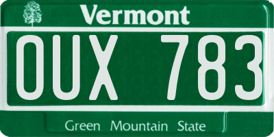 VT license plate OUX783