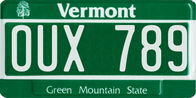 VT license plate OUX789