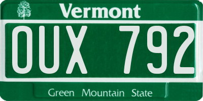 VT license plate OUX792