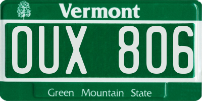 VT license plate OUX806