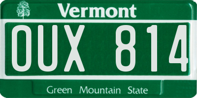 VT license plate OUX814