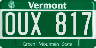 VT license plate OUX817