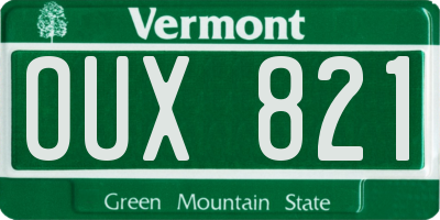 VT license plate OUX821
