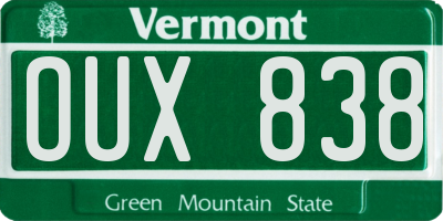 VT license plate OUX838