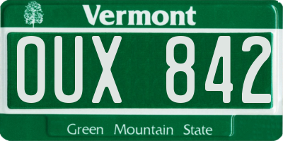VT license plate OUX842