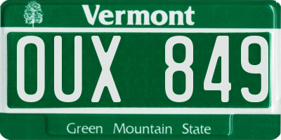 VT license plate OUX849