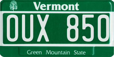 VT license plate OUX850
