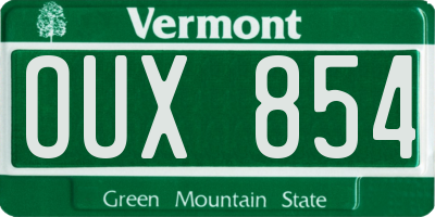VT license plate OUX854