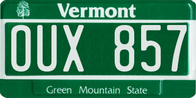 VT license plate OUX857
