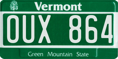 VT license plate OUX864