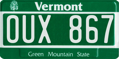 VT license plate OUX867