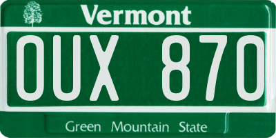 VT license plate OUX870