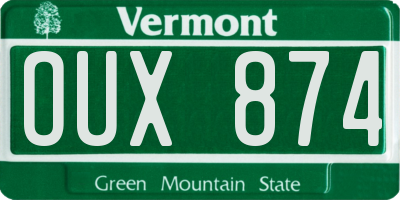 VT license plate OUX874