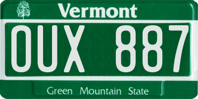 VT license plate OUX887
