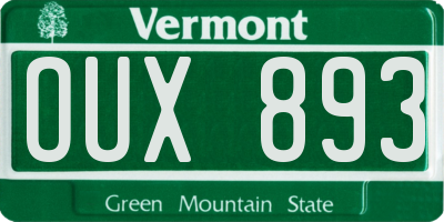 VT license plate OUX893