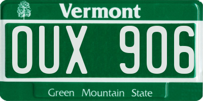 VT license plate OUX906