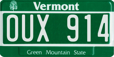 VT license plate OUX914
