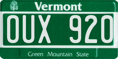 VT license plate OUX920