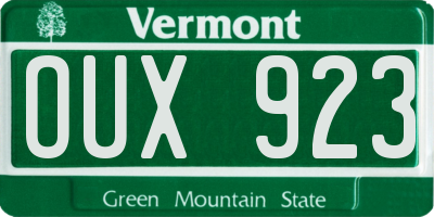 VT license plate OUX923