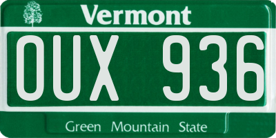 VT license plate OUX936