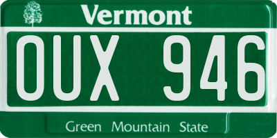 VT license plate OUX946