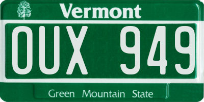 VT license plate OUX949