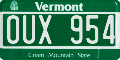 VT license plate OUX954