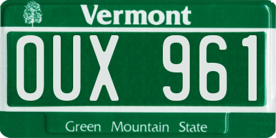 VT license plate OUX961