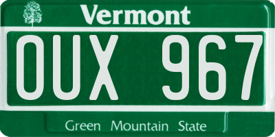VT license plate OUX967