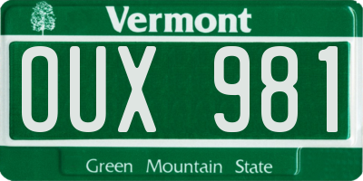 VT license plate OUX981