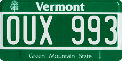 VT license plate OUX993