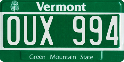 VT license plate OUX994
