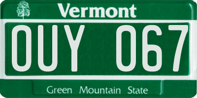 VT license plate OUY067
